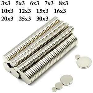 Imán de Neodimio Redondo de Alta Resistencia N35 NdFeB, Imanes Permanentes Potentes para Refrigerador, Imanes de 3x3, 5x3, 6x3, 8x3, 10x3 mm - Product Image 1