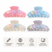 Pince à cheveux personnalisée en acétate grande taille, motif floral papillon, esthétique Coquette, vente en gros pour femmes