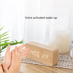 Đồng Hồ Gỗ Kỹ Thuật Số Đồng Hồ Gỗ <span class=keywords><strong>Led</strong></span> Hiển Thị Nhiệt Độ Thời Gian Hình Chữ Nhật Bằng Tre Đồng Hồ Báo Thức Bằng Gỗ Phổ Biến - Product Image 6