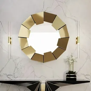 Большая круглая черная Золотая оправа, подвесное зеркало для ванной комнаты
