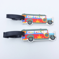 Etiqueta de Equipaje de Goma Suave con Forma de Coche de Dibujos Animados, Accesorio de Viaje Portátil, Etiqueta de Equipaje de Silicona PVC con Nombre Personalizado