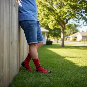 Calzini da Uomo a Metà Polpaccio con Design Biglietto da Visita Rosso, Taglia 40-45, Calzini Casual alla Moda - Product Image 2
