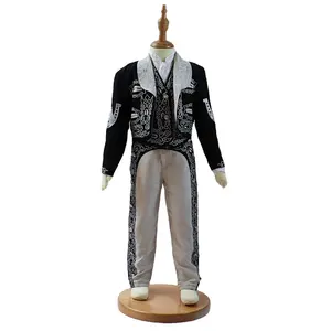 Boy Charro 4 Sets Suit Black Jacket Embroidery Charro Suit