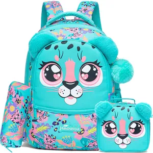 Mochila Escolar con Diseño de Animales para Niñas, con Lonchera y Estuche para Lápices, para Estudiantes de Primaria y <span class=keywords><strong>Preescolar</strong></span> - Product Image 1