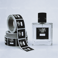 Étiquettes de parfum noires mates, imperméables et durables, personnalisées, imprimées sur papier artistique en rouleau, pour emballages de parfums haut de gamme