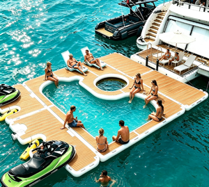 Plateforme flottante gonflable en gros pour jet ski, bateau, bain de soleil et loisirs au bord du lac - Product Image 1