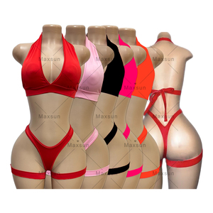 Maxsun thiết kế vũ công trang phục kỳ lạ sexy cô gái dancewear Bikini thong chân vòng ba mảnh thiết lập sexy cơ thể thả - Product Image 1