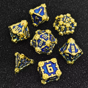 Ensemble de 7 dés mécaniques en métal DND, émail bleu, gris anthracite, dés polyédriques lourds pour Dungeons & Dragons <span class=keywords><strong>Pathfinder</strong></span> - Product Image 4