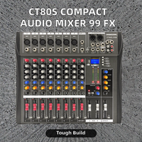 Console audio numérique professionnelle RIWORAL CT80S compacte avec 99 effets, mixeur musical, réponse en fréquence 20Hz-20kHz, carte son filaire