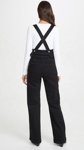 De color <span class=keywords><strong>negro</strong></span> de las mujeres pantalones vaqueros general pantalón de mezclilla <span class=keywords><strong>mono</strong></span> - Product Image 3