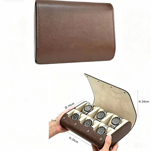 Green PU Leather Watch <b>Roll</b> Case 8 Slot Travel Watch Organizer Display <b>Box</b> Portable Storage Case - Product Image 3