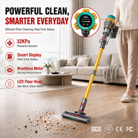 Aspirateur balai sans fil 32 kPa, aspiration puissante, moteur BLDC 450 W, écran intelligent, rechargeable, OEM ODM