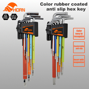 Set di 9 Chiavi Esagonali a Sfera in Acciaio al Cromo Vanadio di Grado Industriale, Codificate a Colori, Metriche e <span class=keywords><strong>Imperiali</strong></span> per Bici e Mobili - Product Image 6