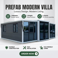 Hochwertige Vorgefertigte Moderne Villa Luxuriöses Erweiterbares Containerhaus mit Großen Fenstern und Umweltfreundlicher Holz-Verbunddielen-Belag