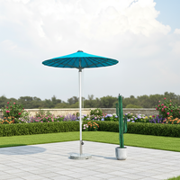 Parasol de terrasse rond de 3 m, 24 baleines en fibre de verre, mât en aluminium, base en marbre de 40 kg, résistant aux UV, imperméable, parasol d'extérieur