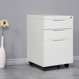 Armoire à dossiers blanche à ouverture latérale, 3 tiroirs, meuble mobile en métal - Product Image 3