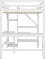 Lit superposé double avec tiroirs et bureau en L, lit mezzanine king-size, lit mezzanine pleine taille, vente directe d'usine