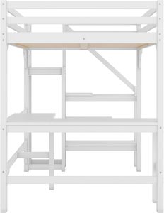 Venta Directa de Fábrica: Cama Alta con Tobogán para Niños, Estructura de Cama Doble con Cajones, Litera King-Size, Cama Alta Tamaño Completo con Escritorio en Forma de L - Product Image 2