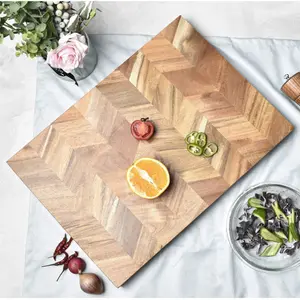 Extra Large Rectangular Block Split Thick Cut Vegetables Meat Easy Clean Acacia Wood Joint Cutting Board with LOGO engrave