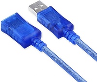 USB 2.0 Verlängerungskabel USB-Stecker auf USB-Buchse Kabel Halbtransparent Blau Reinkupferleiter für Computermaus Barcode-Scanner