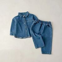 Fashion Kids Wear Casual Denim Ensemble deux pièces Veste et pantalon courts en coton 100% avec motif solide Vêtements de mode pour enfants