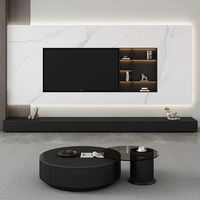 Meuble TV noir, Meuble TV simple, Combinaison table basse, Meuble de sol compact, Plateforme, Meuble TV