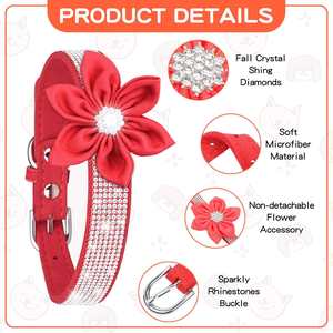 Collares brillantes de diamantes de imitación Collares para perros Collares para gatos Tamaño ajustable con lindos girasoles para gatitos y cachorros - Product Image 4