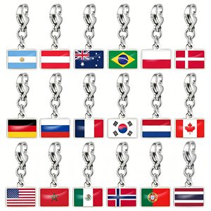 Breloques personnalisées drapeaux nationaux <span class=keywords><strong>pour</strong></span> bracelets DIY, en acier inoxydable plaqué or, vente en gros, <span class=keywords><strong>pour</strong></span> la <span class=keywords><strong>fabrication</strong></span> de <span class=keywords><strong>bijoux</strong></span> - Product Image 4
