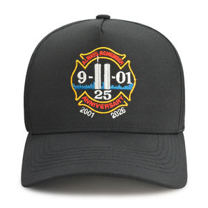 Casquette de baseball noire à 5 panneaux, séchage rapide, respirante, structurée, réglable, pour le camping en extérieur, avec trous laser au dos - Product Image 2