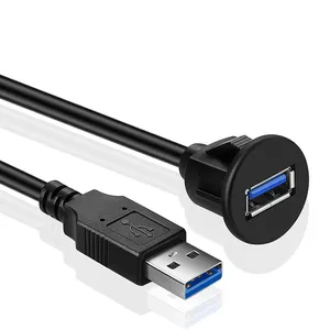 Groothandel USB-verlengkabel-Auto Dash Flush Panel Mount Usb 3.0 A Male Naar Een Vrouwelijke Verlengkabel Met Ronde Panel Mount