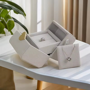 New Style Luxury Jewelry <b>Box</b> Custom Microfiber <b>Heart</b>-<b>shaped</b> Metal Plate Label Jewelry Ring <b>Box</b> Jewelry Packaging <b>Box</b> With logo - Product Image 4