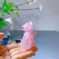 Statue de dragon en quartz rose sculptée en pierre précieuse naturelle, artisanat en cristal, thème amour, dragon volant en améthyste pour la décoration de la maison