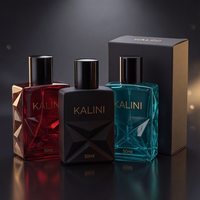 Flacon de parfum de luxe de marque privée, 50 ml, vide, en verre carré, avec atomiseur à fine brume, forme carrée, pour hôtel, avec boîte