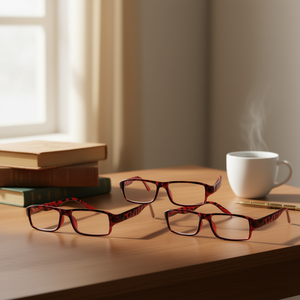 Gafas de lectura unisex con montura cuadrada, lentes transparentes rojas, fuerza de +1,00 a +4,00, paquete de 6, lectores elegantes para hombres y mujeres - Product Image 2