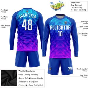 Camiseta de Fútbol Personalizada de Manga Larga Unisex, Sublimada, Absorbente de Humedad, Cuello Redondo, Nombre, Número y Logotipo Personalizados, Ropa Deportiva - Product Image 3