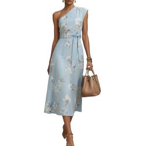 Vestido Casual Holgado Sin Mangas de Gasa Transpirable con Escote Asimétrico Liso, Nueva Colección Verano 2026 - Product Image 4