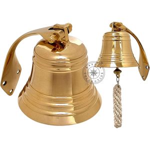 ALFA NAUTICAL Polished Brass Bell Marine Nautical Coastal Design Metal Handicraft <b>Wall</b> Mounted Hanging Ship Bell Indoor Outdoor - Product Image 1