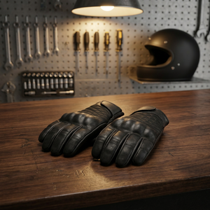 black cow leather riding gloves full finger motorbike gloves quilted <b>back</b> non slip outdoor sports - Product Image 3
