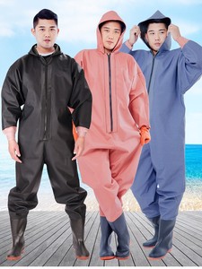Combinaison <span class=keywords><strong>de</strong></span> pêche imperméable en PVC durable <span class=keywords><strong>de</strong></span> haute qualité pour hommes, avec bottes intégrées - Product Image 5