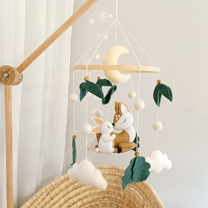 In vendita a mano su misura colore splendido feltro teddy vivaio bambino culla mobile con anello di legno - Product Image 1