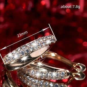 Orecchini a Cerchio Geometrici a Forma di U per Donne, Ear Cuff Scintillante, Gioielli di Moda per Uso Quotidiano - Product Image 4