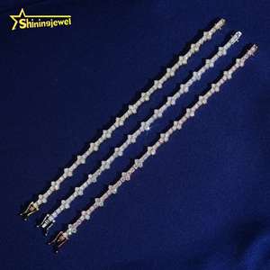 <span class=keywords><strong>Bracelet</strong></span> tennis en <span class=keywords><strong>argent</strong></span> 925 <span class=keywords><strong>avec</strong></span> mini <span class=keywords><strong>croix</strong></span> en moissanite de 3 mm, coupe ronde brillante, style hip-hop, entrepôt américain - Product Image 4