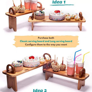 Wooden Serving <b>Trays</b> Classic And Long Size For Pastries Snacks Fruits Hotel Coffee <b>Tea</b> Display - Product Image 1