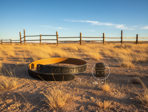 Cintura con Stampa Western Cowboy 4,2cm 120cm Nera con Fibbia a Perno Modello 2 # - Product Image 2