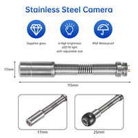 Caméra d'inspection de tuyaux 1080P 17 mm, caméra d'égout avec tige de poussée de 5 mm, caméra d'inspection portable pour canalisations et égouts 16 Go