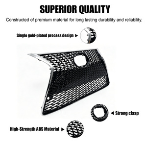 Calandre supérieure de pare-chocs avant noir brillant et chromé style F-Sport en nid d'abeille pour Lexus IS250 IS350 2011 2012 2013 <span class=keywords><strong>2IS</strong></span> - Product Image 4