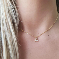 Collier EManco plaqué or avec pendentif lettre en zircon pavé, chaîne à maillons, pour femme, idéal pour les fêtes et anniversaires, fournitures de bijoux
