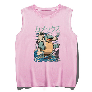 Chaleco Logo Personalizar Fabricante de ropa Bajo MOQ Vestes Pareja <span class=keywords><strong>Manga</strong></span> Pocket Monsters Squirtle Mujeres Chalecos Anime Camiseta - Product Image 3