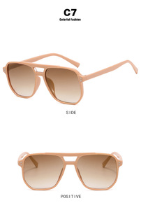 Lunettes de soleil carrées à double pont Rice Nail, nouvelle mode <span class=keywords><strong>2023</strong></span>, tendance, forme concave - Product Image 6