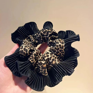 Modischer Leoparden-Print Baumwolle/Polyester Verstellbarer Ball-<span class=keywords><strong>Head</strong></span>-Haargummi Süßes Mädchenhaftes Haar-Accessoire für Pferdeschwänze - Product Image 2